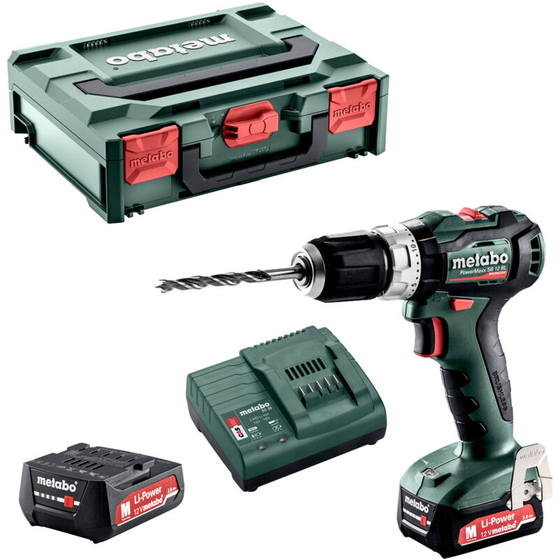 Image of Metabo - Trapano a percussione a batteria PowerMaxx sb 12BL con 2x batteria + caricatore in x