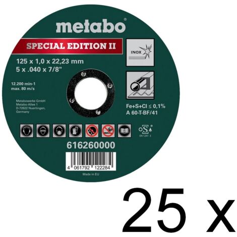 Metabo Trennscheibe Special Edition II 125x1x22,23 Inox TF 41 25 Stück 616260000