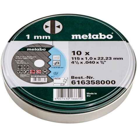 Metabo Trennscheiben SP 115x1,0x22,23 Inox, TF 41, 10 Stück in Blechdose