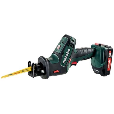 Metabo Utensili - Seghetto diritto a batteria da 18 V, 2 batterie Li-Power da 2,0 Ah, caricabatterie 602266500