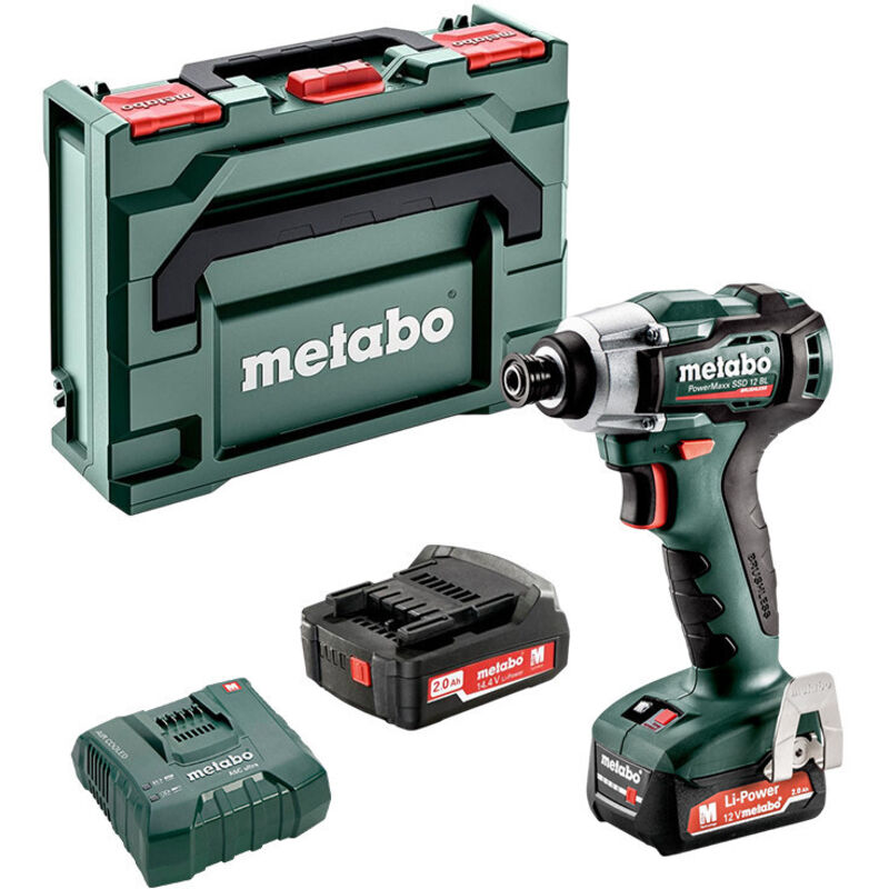 Visseuse à chocs METABO PowerMaxx SSD 12 BL 2x 2 0Ah 12V 140Nm Batterie Li Ion Chargeur inclus
