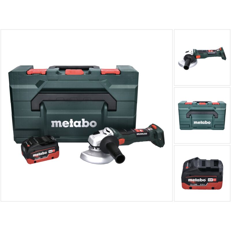 Image of Metabo W 18 LT BL 11-125 Smerigliatrice angolare a batteria 18 V 125 mm brushless + 1x batteria 5,5 Ah + valigetta metaBOX - senza caricabatterie