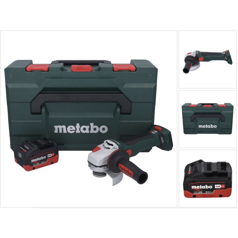 Image of Metabo - wb 18 lt bl 11-125 Quick 18 v 125 mm smerigliatrice angolare a batteria Brushless + 1x batteria 8,0 Ah + x - senza caricabatterie