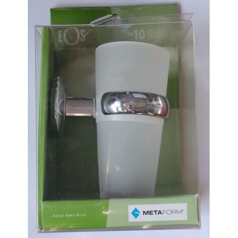 METAFORM - BICCHIERE PORTA SPAZZOLINI INVETRO SATINATO OPACO EOS 785 - SUPPORTO IN CROMO