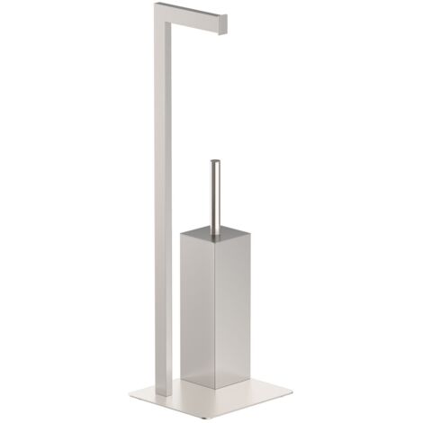 Metaform - Piantana porta scopino Zeus da terra Spazzolato in Acciaio Mod. Top line