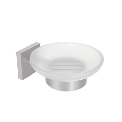 Metaform - Porta sapone da parete Satinato in Acciaio Inox e vetro Mod. Hotel Maison Satin