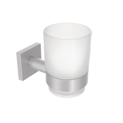 Metaform - Porta spazzolini da parete Satinato in Acciaio Inox e vetro Mod. Hotel Maison Satin