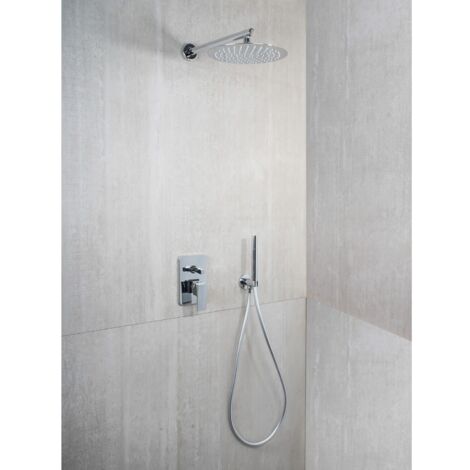 Metaform - Saliscendi Doccia con soffione e doccetta Cromo in Acciaio inox e ottone cromato Mod. Hera