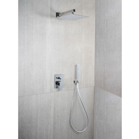 Metaform - Saliscendi Doccia con soffione e doccetta Cromo in Acciaio inox e ottone cromato Mod. Hera direct