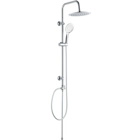 Metaform - Saliscendi Doccia con soffione e doccetta Cromo in Acciaio inox e ottone cromato Mod. Zeus plus