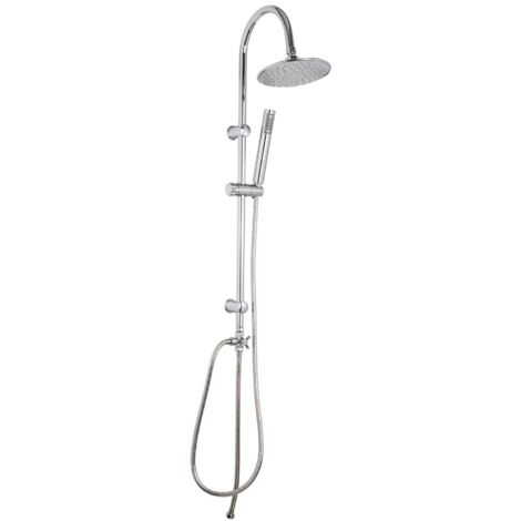Metaform - Saliscendi Doccia con soffione e doccetta Satinata in Acciaio inox e ottone spazzolato Mod. Poseidon satin