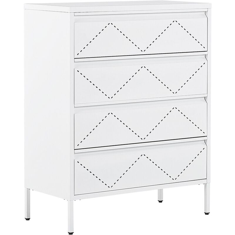 Metal 4 Drawer Chest Steel Storage Cabinet Industrial Style White Matana