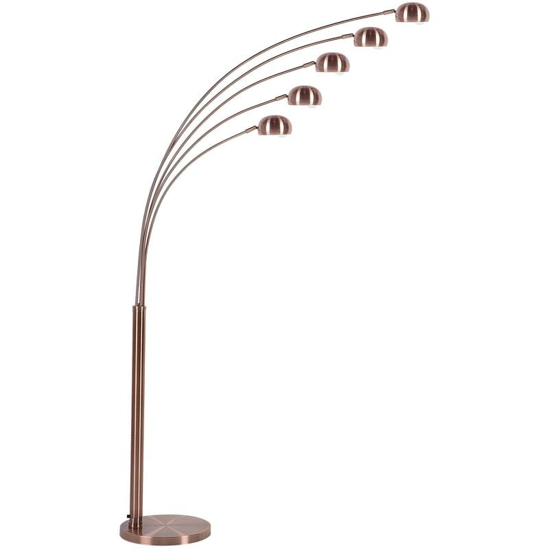 Modern 5 Arms Adjustable Floor Lamp Arch Metal Chromed Copper Flinders