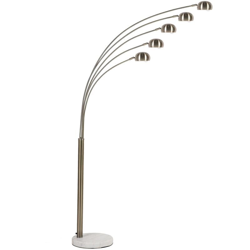 Modern 5 Arms Adjustable Floor Lamp Arch Metal Chromed Gold Flinders