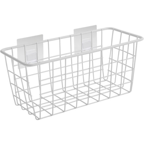Métal Adhésif Panier De Rangement Douche Salle De Bains Pas De Perçage Chambre Cuisine Salle De Bains Panier De Rangement Blanc