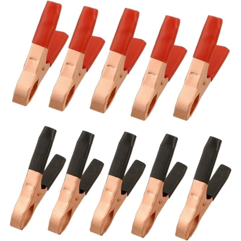 Laoa - Metal Alligator Clips Terminal Test Clamps 50A Electrical Battery Crocodile Clamp Copper Plated Insulated Alligator Clips 10 Pack