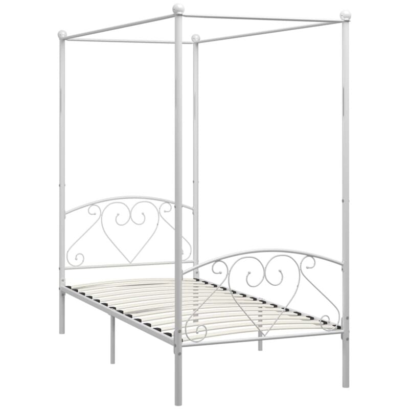 284427 Canopy Bed Frame without Mattress White Metal 100x200 cm Vidaxl