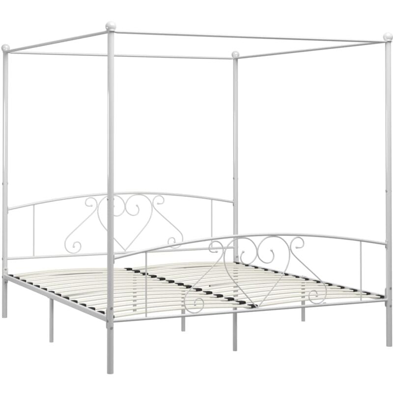 284432 Canopy Bed Frame without Mattress White Metal 200x200 cm vidaXL