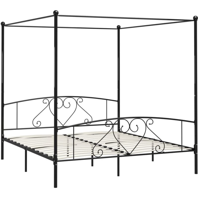 Bed Frame without Mattress with Canopy Black 200x200 cm Metal Vidaxl