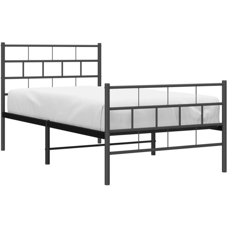 Metal Bed Frame without Mattress with Footboard Black 90x190cm vidaXL