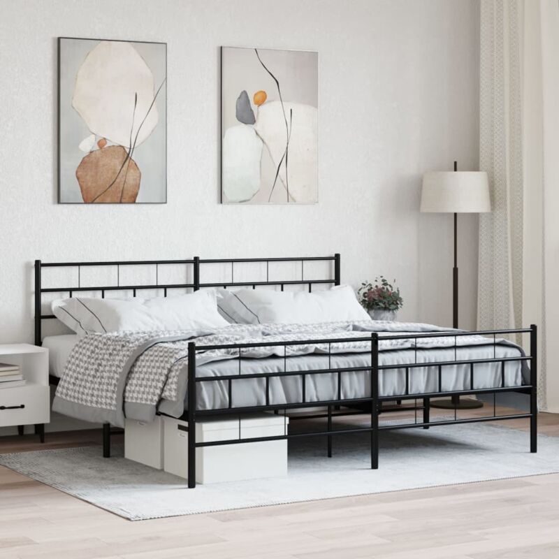 Metal Bed Frame without Mattress with Footboard Black 200x200cm Vidaxl