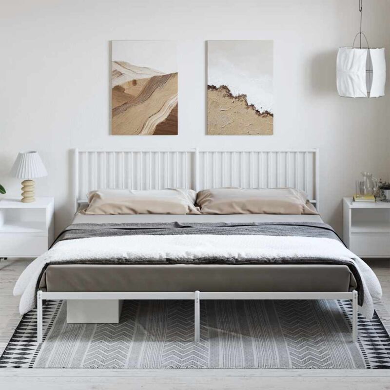 Metal Bed Frame Without Mattress With Headboard White 193x203cm Vidaxl