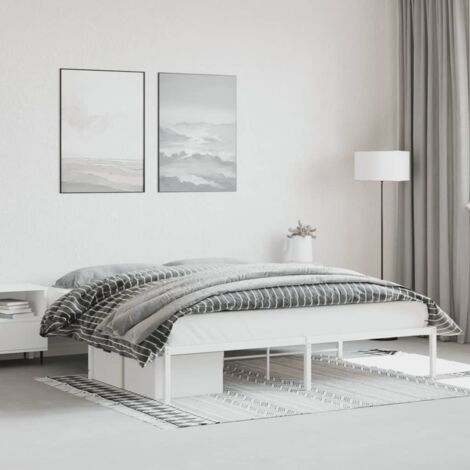 Metal Bed Frame without Mattress White 180x200cm vidaXL