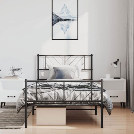 Metal Bed Frame without Mattress with Footboard Black 100x190cm vidaXL