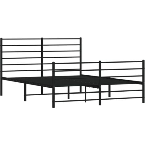 JINLEFU Metal Bed Frame without Mattress with Footboard Black 120x190cm vidaXL