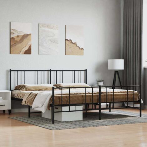 Metal Bed Frame without Mattress with Footboard Black 180x200cm vidaXL