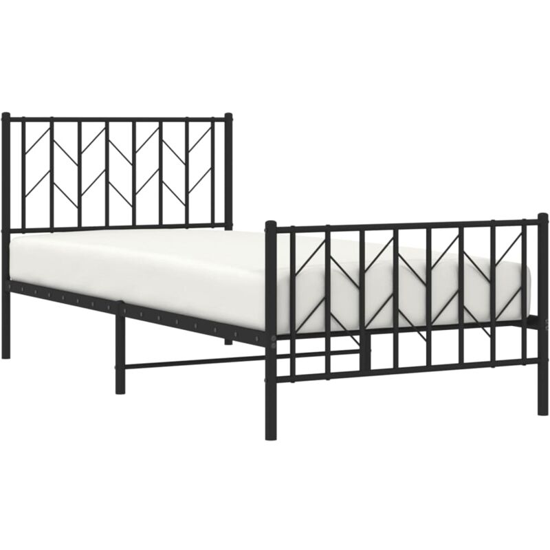 Metal Bed Frame without Mattress with Footboard Black 90x190cm vidaXL