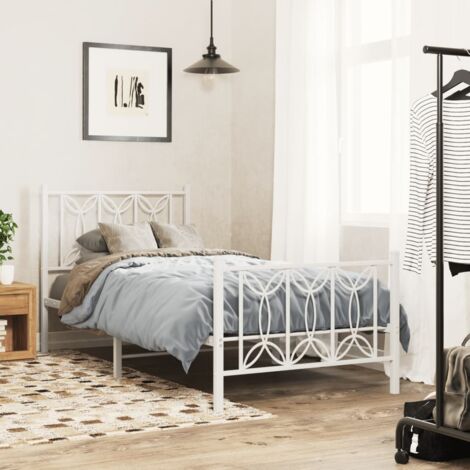 Metal Bed Frame without Mattress with Footboard White 80x200cm vidaXL