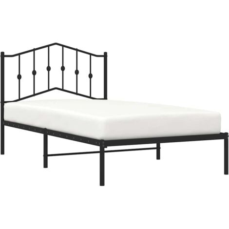 Metal Bed Frame without Mattress with Headboard Black 100x190cm vidaXL