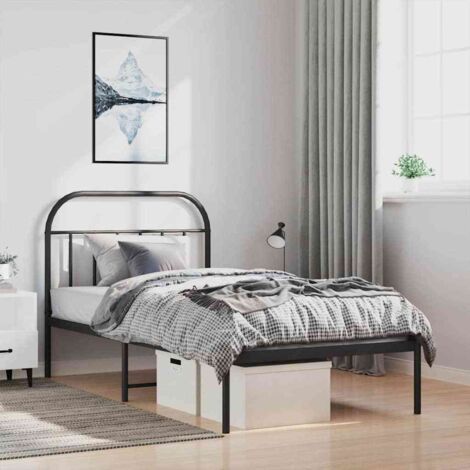 Metal Bed Frame without Mattress with Headboard Black 100x200cm vidaXL