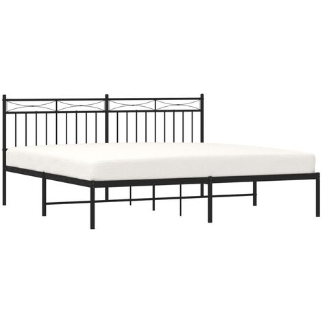 Metal Bed Frame without Mattress with Headboard Black 180x200cm vidaXL