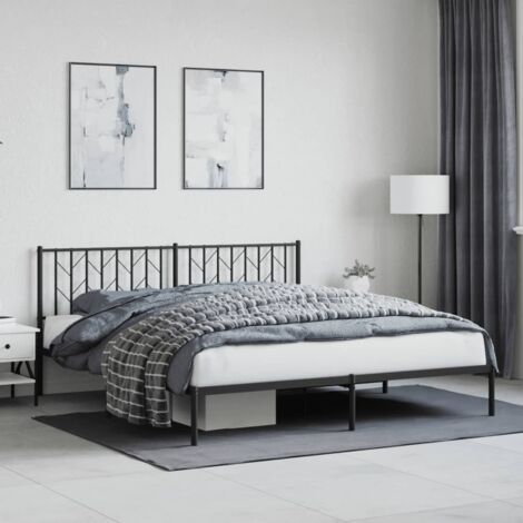Metal Bed Frame without Mattress with Headboard Black 180x200cm vidaXL