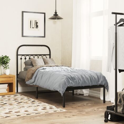 Metal Bed Frame without Mattress with Headboard Black 80x200cm vidaXL