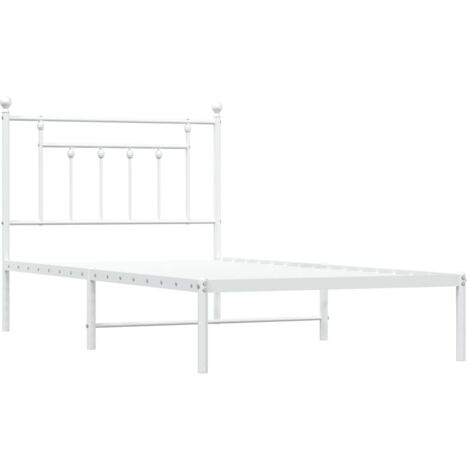 Metal Bed Frame without Mattress with Headboard White 100x190cm vidaXL