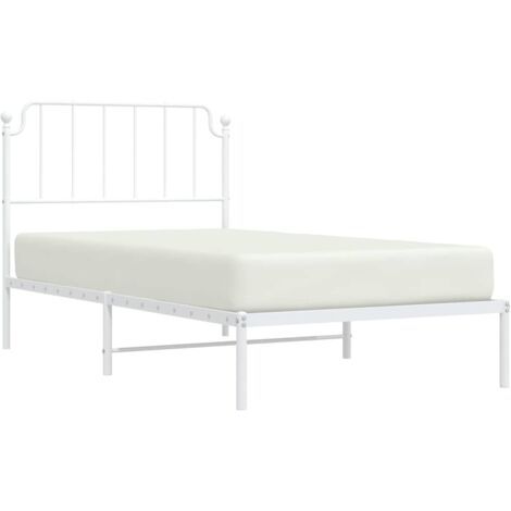 Metal Bed Frame without Mattress with Headboard White 100x200cm vidaXL