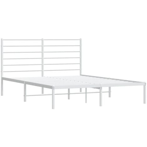 JINLEFU Metal Bed Frame without Mattress with Headboard White 120x190cm vidaXL