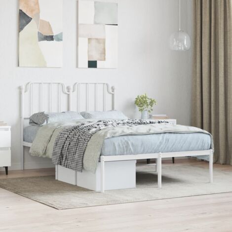 Metal Bed Frame without Mattress with Headboard White 120x190cm vidaXL