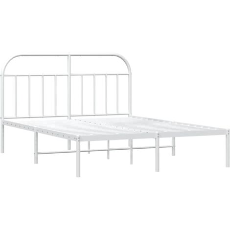 Metal Bed Frame without Mattress with Headboard White 180x200cm vidaXL