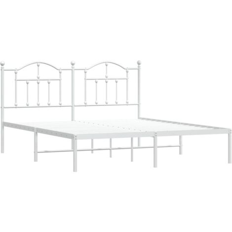 Metal Bed Frame without Mattress with Headboard White 180x200cm vidaXL