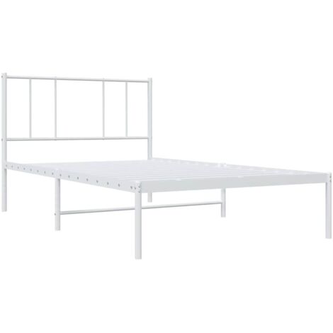 Metal Bed Frame without Mattress with Headboard White 90x190cm vidaXL