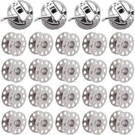 Métal Boîtier Canette,4 Pièces Boîte à Canette pour Machine à Coudre,20 Pièces Bobine en Métal,Compatible pour Singer Janome Brother Machine à Coudre Domestique Standard D'artisanat