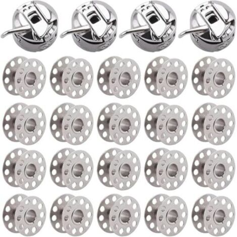 Métal Boîtier Canette,4 Pièces Boîte à Canette pour Machine à Coudre,20 Pièces Bobine en Métal,Compatible pour Singer Janome Brother Machine à Coudre Domestique Standard D'artisanat