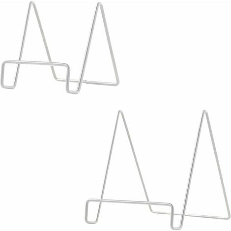 Metal Book Stand, 2 Pieces Kitchen Book Holder Simple Reading Rack Display Stand Decorative Photo Frame Holder Phone Holder, 2 Sizes (White)
