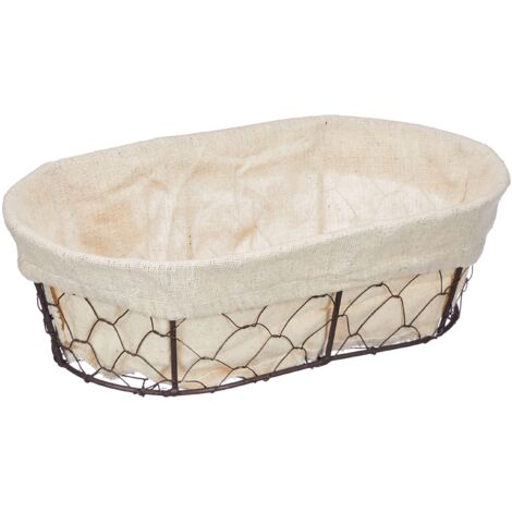 Metal Bread Basket with Linen Lining Stylish Fruit Display Table Decoration