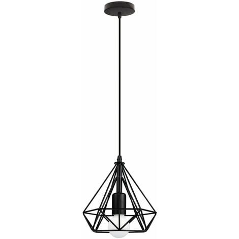 main image of "Metal Cage Chandelier Black Diamond Shape Hanging Light 20CM Retro Industrial Style Pendant Light Vintage Antique Pendant Lamp"
