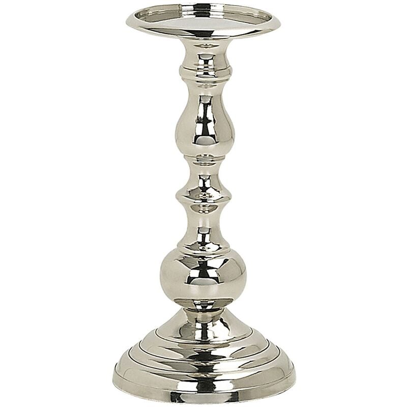 Beliani - Modern Decorative Pillar Candle Holder Metal Silver Busat